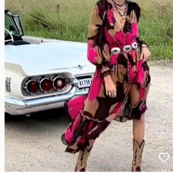 HOLD FOR bycaitlinleigh 🤎Chasing Unicorns Maxi duster dress XS-S - Picture 4 of 17